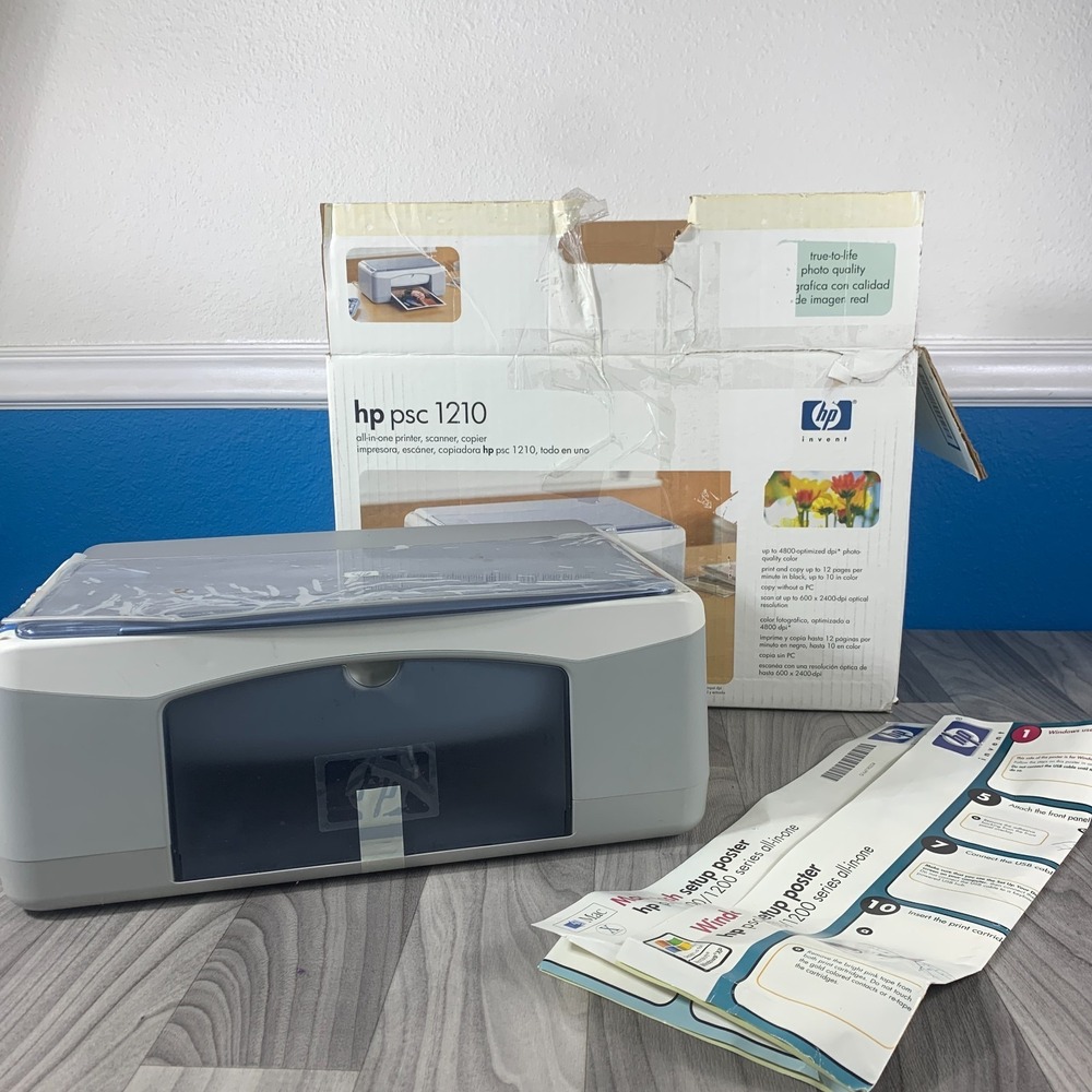 HP PSC 1210 All-In-One Inkjet Printer With Box and Cords